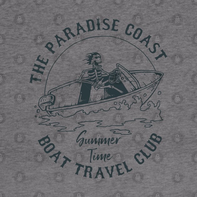 Paradise Coast Boat Travel Summer Time Vibes Coastal Skeleton Skeleto by MrWatanabe